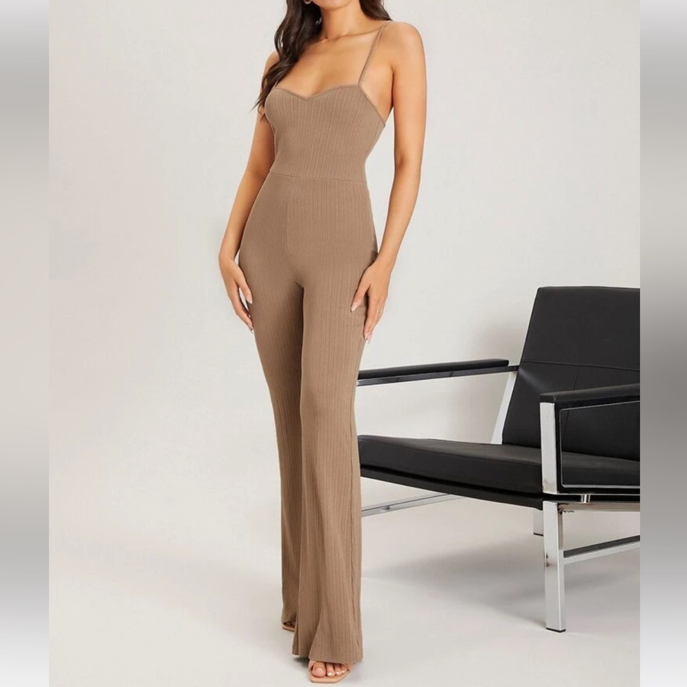 Shein Belle Open Back Solid Cami Jumpsuit - image 1